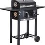 George Foreman Large Charcoal BBQ in Black Outdoor Smoker Barbecue Portable BBQ with Lid Cover, Adjustable Grill and Integrated Temperature Gauge, Image 3