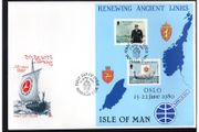 1980 Isle of Man Renewing Ancient Links (with Normay) Commemorative Stamp Sheetlet First Day Cover (FDC)
