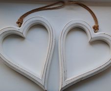 Wooden star and hearts