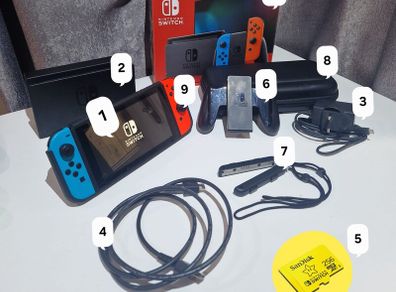 Nintendo Switch V2 (Improved Battery) Bundle + 256GB SD Card & Extras
