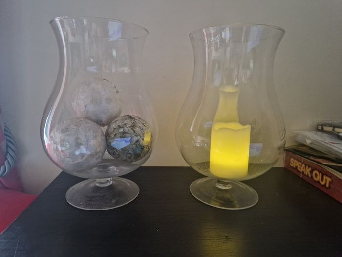 2 Large Delicate Glass Vases