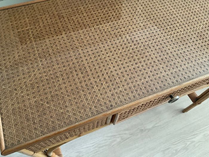 Vintage Mid Century Cane & Bamboo dressing table/console