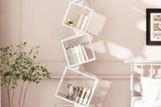 Cube Bookcase, 5-Tier Metal Bookshelf, 180cm Floor-Standing Shelf, Open Display Shelving Unit, Powder Coating Process, Matte Finish, Geometric Design, for Living Room, Study, White