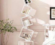 Cube Bookcase, 5-Tier Metal Bookshelf, 180cm Floor-Standing Shelf, Open Display Shelving Unit, Powder Coating Process, Matte Finish, Geometric Design, for Living Room, Study, White
