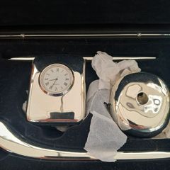 Newbridge Silver Writing Set & Desk Clock