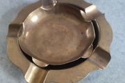 Rare find  2 x Old Vintage Brass Small Ashtrays Insert inside each other for easy cleaning .