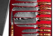 Complete Red Handle Set Knives 9 pcs Engraving your own Name or Symbols By Di'Casteel