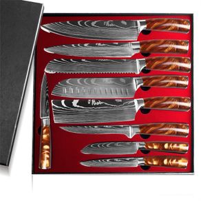 Complete Red Handle Set Knives 9 pcs Engraving your own Name or Symbols By Di'Casteel