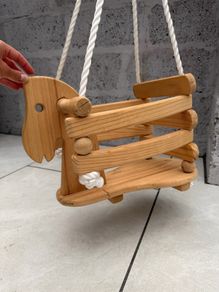 Wooden baby toddler swing