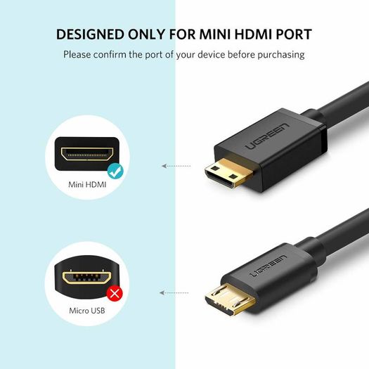 Ugreen Mini HDMI (Male) to HDMI (Female) 3D/UHD 4K@60Hz Bi-Directional Cable Adapter (Gold-Plated) (Brand New/Warranty)
