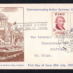1959 Ireland Bicentenary of the Foundation of the Arthur Guinness Brewery in Dublin Commemorative Stamp Illustrated First Day Cover (FDC) with Luminiceh (Limerick) steele cancel