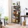 _Bookcase, office shelf, kitchen shelf, with 4 shelves, 4 S-hooks included, office, living room, home office, stable steel frame, industrial design, vintage brown-black Image 3