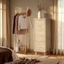 Rattan Chest of Drawers Bedroom, Tall Chester of Drawers with 6 Hand Made Rattan Decorated Drawers for Bedroom, Small Bedside Cabinet with Wood Legs, Natural Image 4