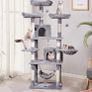 Cat Tree Tower 170cm Cat Scratching Post with Condos, Basket, Hammock & Plush Perches for Kittens, Large Cats, Light Grey (FREE POSTAGE) Image 2