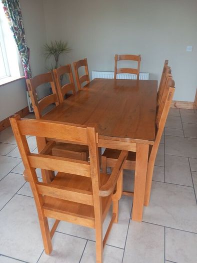 Kitchen 1.8 metre dining oak table (8 chairs)
