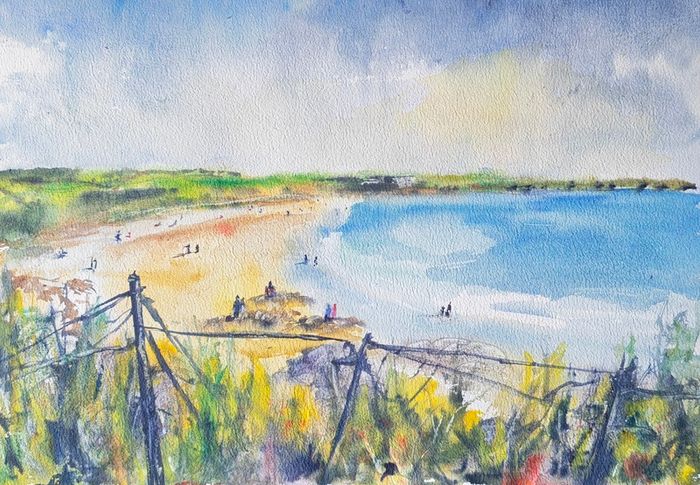 clonea beach Waterford watercolour