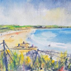 clonea beach Waterford watercolour