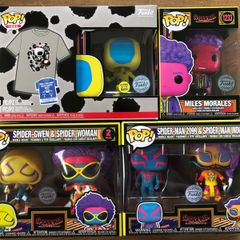 Funko Spider-Man: Across the Spider-Verse Blacklight Bundle (6 Pops & T-Shirt)