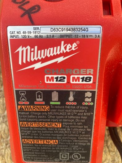 Milwaukee 110-120v battery charger for transformer