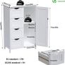 Bathroom Floor Storage Cabinet, Freestanding Storage Unit with Adjustable Shelf, 4 Drawers & Door, for Bedroom, Kitchen, Living Room, Entryway, White Image 5