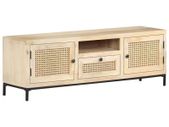 TV Cabinet 120x30x40 cm Solid Mango Wood and Natural Cane