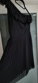 SAVIDA black pleated one shoulder ruffle dress Sz 12