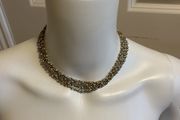 Beaded blue and gild tone necklace