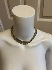 Beaded blue and gild tone necklace