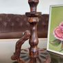 Primitive Candle Stick Antique Style Wood with Iron Tacks Image 3