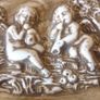 Antique Original R. Capodimonte Made In Italy Ceramic Ashtray With Embossed Cherubs Decoration Image 5