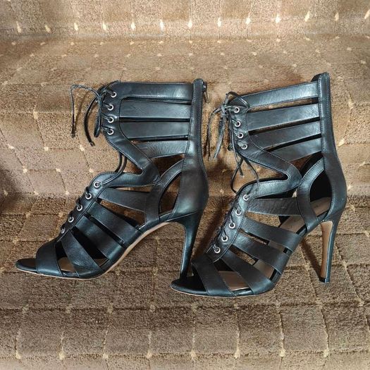 Black Genuine leather Gladiator Ankle sandals, ALDO Size 6
