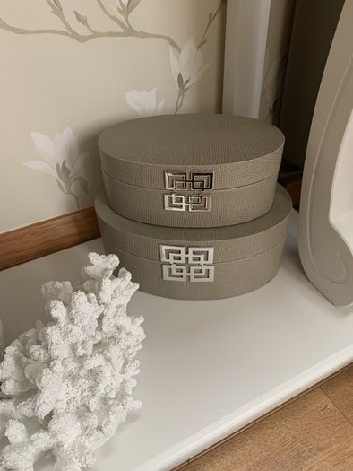 Gorgeous Khaki/Grey  Leather Look Snake skin Decorative Boxes