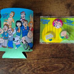 Family Guy Pin Badges and Can Cooler