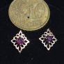 Vintage 9ct Gold Purple Stone Stud Earrings Image 2
