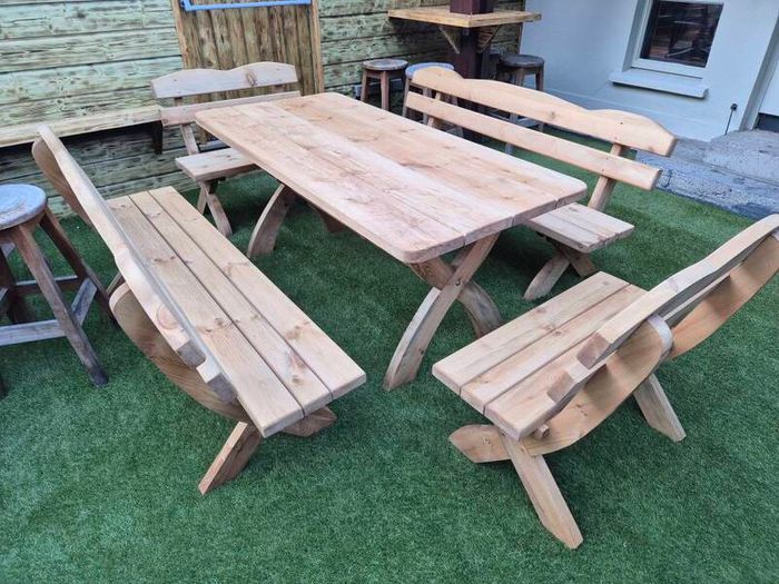 5-piece Garden Furniture Set Solid Pine Dining Set