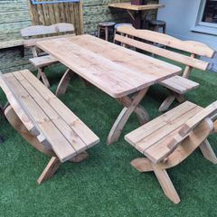 5-piece Garden Furniture Set Solid Pine Dining Set
