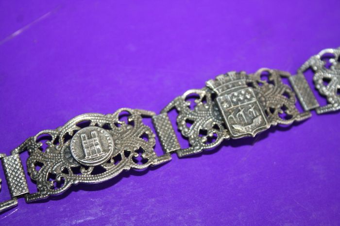 Vintage Turkish Silver Filigrane Depose Paris Souvenir Bracelet 8"