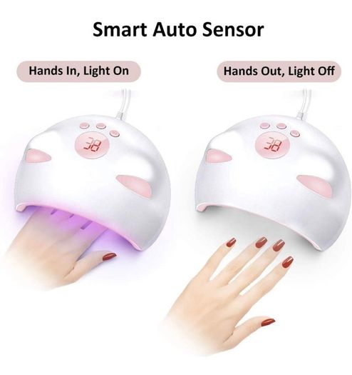 60W LED UV Nail Lamp for Gel Nail Polish with 3 Timers (30/60/99s) Auto-Sensing Digital Display, Fast Nail Dryer Curing Lamp for Nail Art, UV Lamp for Nails with USB Power Cable (Plug not included)