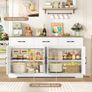 Sideboard, 150 cm Wide Kitchen Cabinet with Worktop, Sideboard Kitchen with 4 Doors and 3 Drawers, Buffet Cabinet Sideboard Image 3