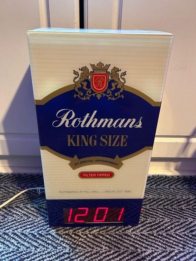 Extremely rare Rothmans wall mounted display clock light