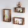 _Set of 3 Wall Shelves, Cube Shelves, Length 40/35/30 cm, for Living Room, Bedroom, Study Room, Vintage Brown Image 5