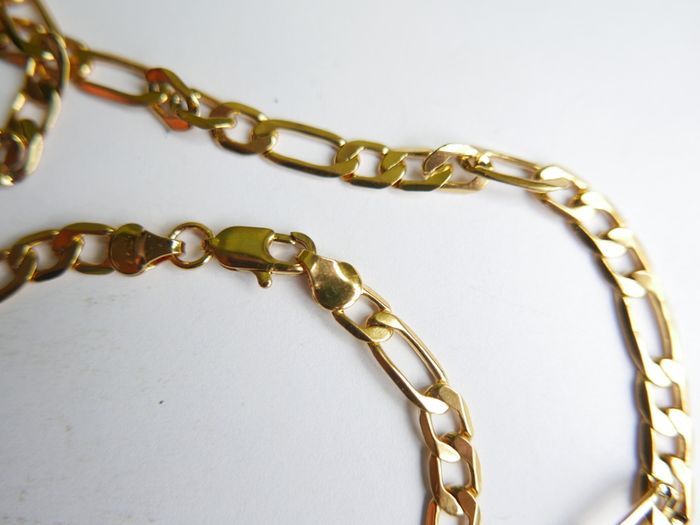 MEN'S 24ct Yellow Gold Plated Figaro Chain Necklace length 19"