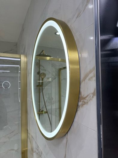EX Display Brass Round LED bathroom mirror