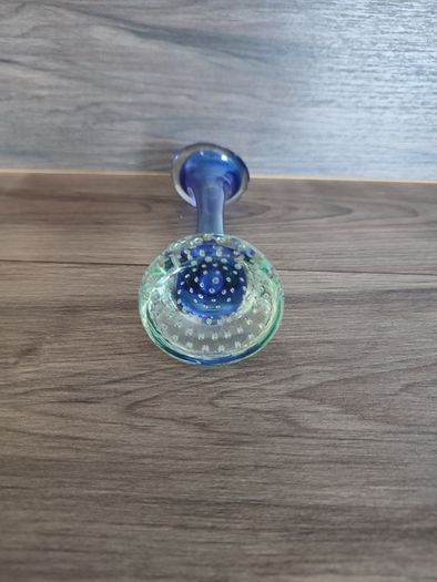 Vintage Glass Vase Blue 1960s Single Stem Blue Control Vase