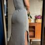 Missguided Grey Casual Ribbed Midi Dress XS Image 4