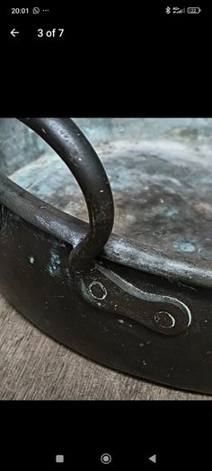 Large Antique Heavy Solid Copper Preserving Jam Pan (14")