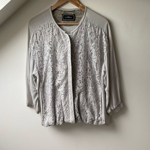 By Malene Birger Silk Lace Paneled Bomber Jacket