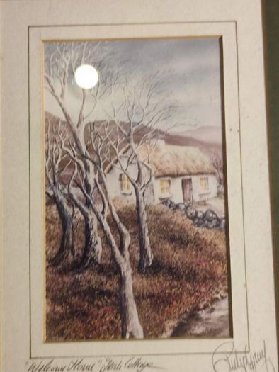 Philip Gray Signed "the Irish Cottage" Framed Matted Print Ireland