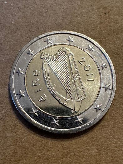 2011 Ireland 2 Euro Regular Coin. Circulated. In good condition.