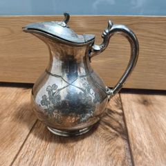 Silver Plated Teapot Vintage Engraved Floral Antique Rustic Decor Victorian Jug Coffee Pot